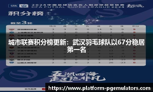 城市联赛积分榜更新：武汉羽毛球队以67分稳居第一名